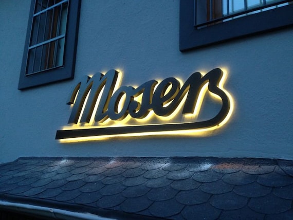 Outdoor Business Custom Led Sign, Backlit Stainless Steel 3D