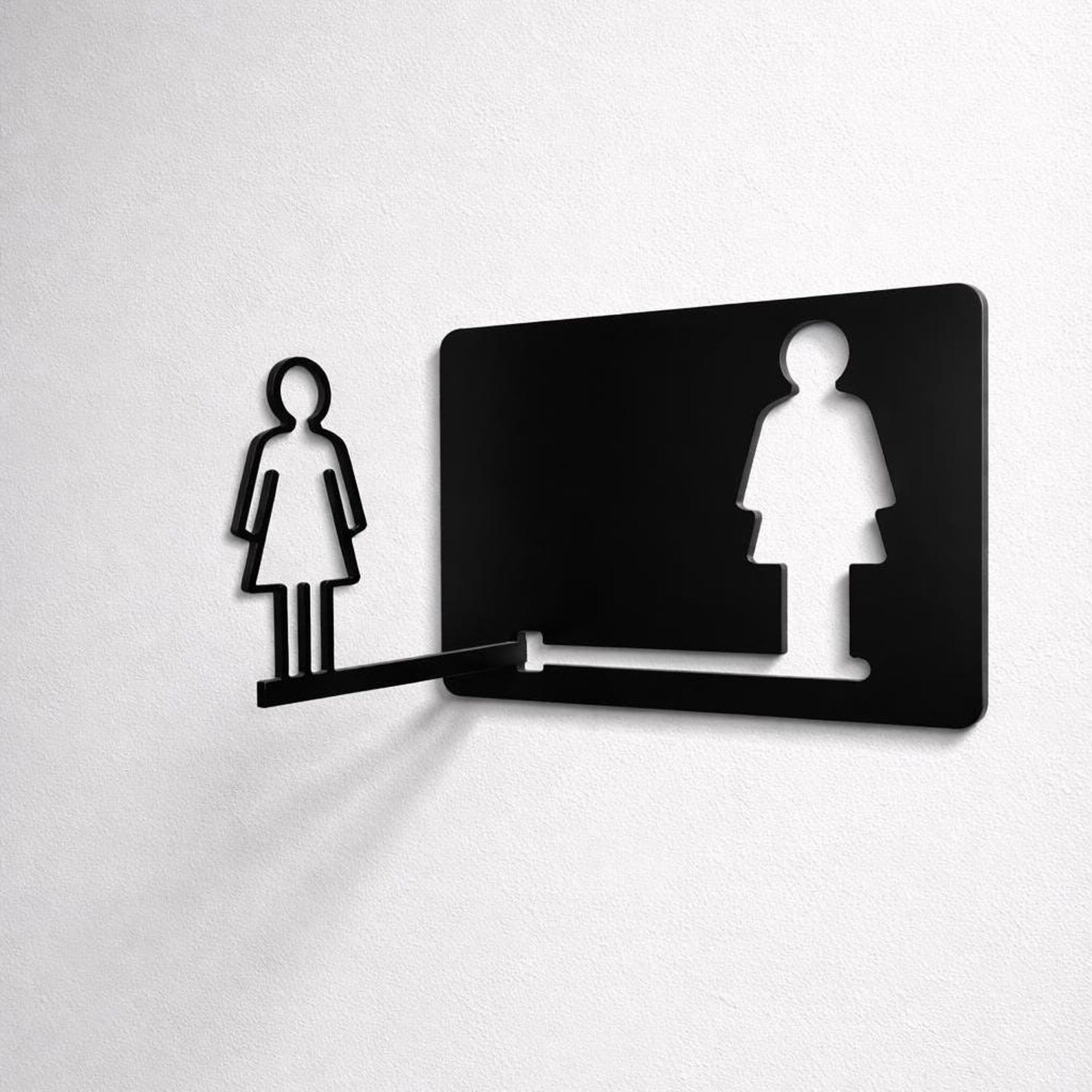 Wc Direction Sign Modern Restroom Direction Sign, Acrylic and Metal WC Wayfinding Sign ...