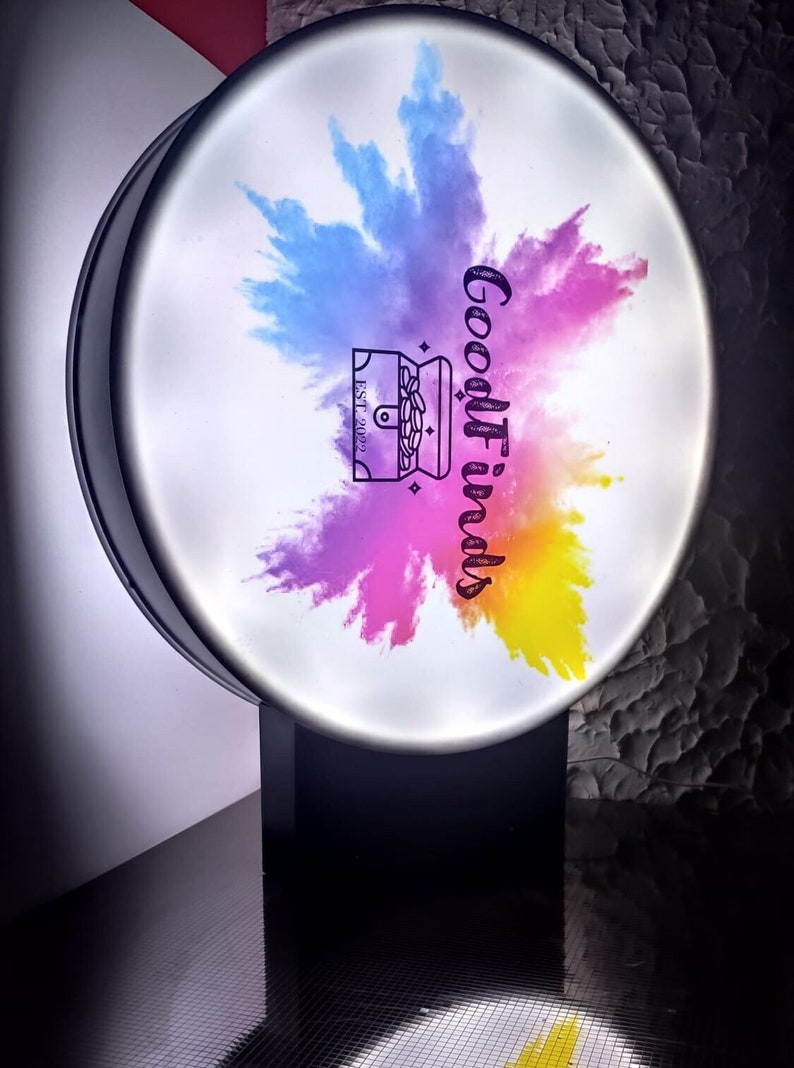 Round LED Light Box Sign: Double Sided Projecting Storefront Sign - Etsy