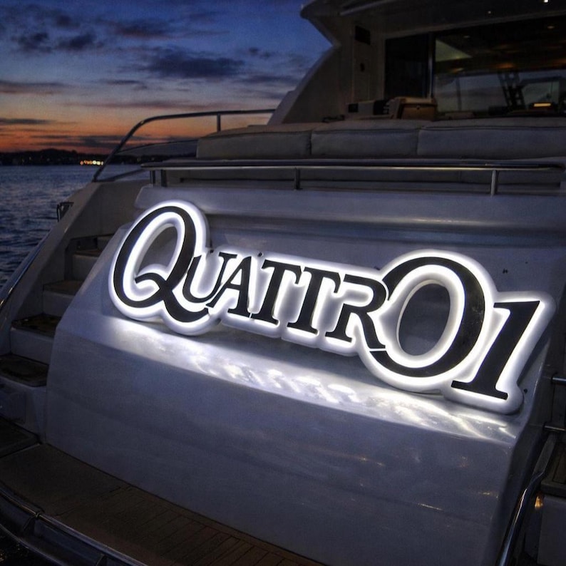 Custom Luxury Yacht Sign, 316 Stainless Steel Yacht Sign, Backlit ...