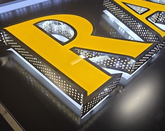 Insegna con lettere a LED / Lettere in metallo 3D a luce piena / Insegna personalizzata per vetrine aziendali, insegne per esterni e interni, insegne completamente illuminate