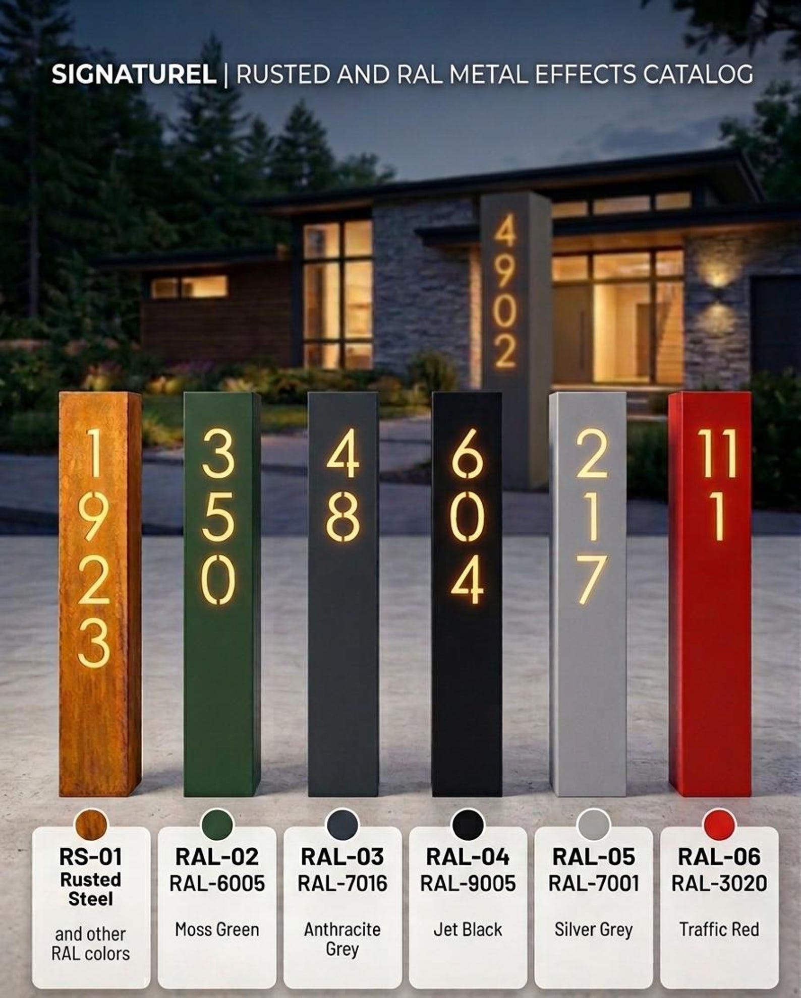 Yard Sign Posts Metal Metal Address Post, Yard Address Sign, Rusted Custom House Numbers ...