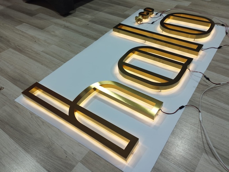 Illuminated 3d metal letters, Custom logo sign, Reception sign, Stainless metal letters, Channel letters, Backlit sign, Acrylic sign image 4