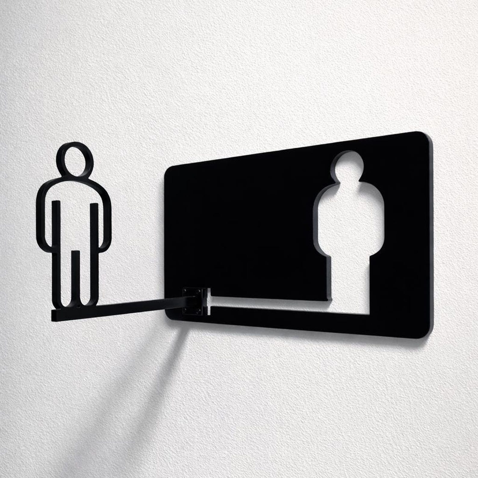 Wc Direction Sign Modern Restroom Direction Sign, Acrylic and Metal WC Wayfinding Sign ...