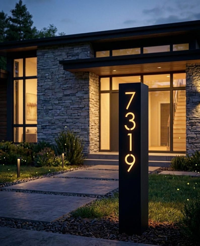 Yard Sign Posts Metal Metal Address Post, Yard Address Sign, Rusted Custom House Numbers ...