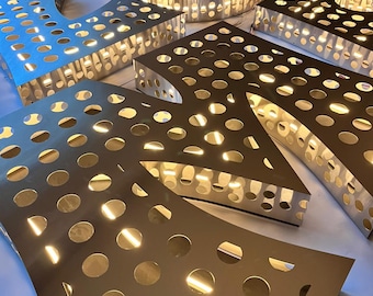 Insegna personalizzata in metallo perforato 3D, logo aziendale illuminato a LED, lettere a canale illuminate, insegna per vetrina, insegna luminosa industriale