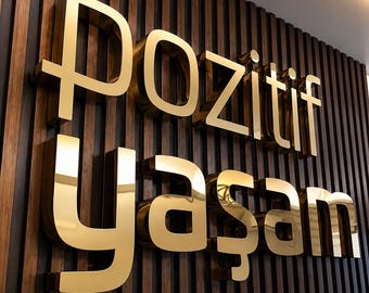 Op maat gemaakt 3D-logo van roestvrij staal | Gepersonaliseerde winkelgevelreclame