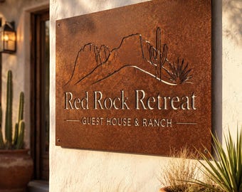 Custom Corten Steel Sign, Laser Cut Business Logo, Rustic Wall Art