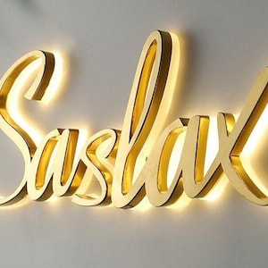 Enseigne en métal LED rétro-éclairée personnalisée, Enseigne logo en acrylique à éclairage inverse, Lettres-cadres illuminées, Enseigne murale avec logo d&#39;entreprise, Enseigne personnalisée pour vitrine