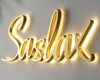 Insegna in metallo LED retroilluminata personalizzata, insegna con logo retroilluminato in acrilico, lettere scanalate illuminate, insegna da parete con logo aziendale, insegna personalizzata per vetrina