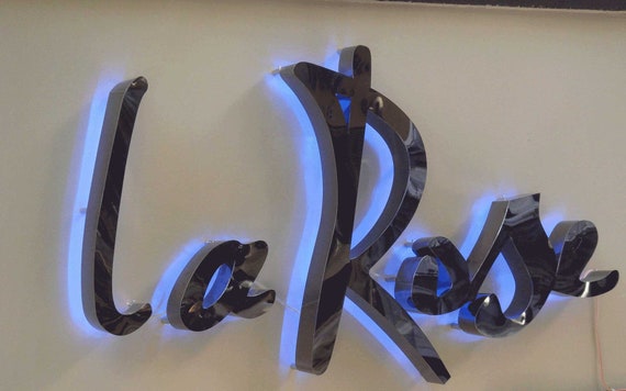 Custom 3D Backlit Metal Logo Sign | Business Reception
