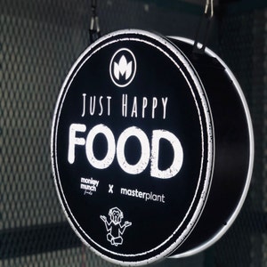 Round Light Box Sign with Logo, Double Sided Cafe Sign, Metal Blade Sign for Shops, Outdoor LED Storefront Sign