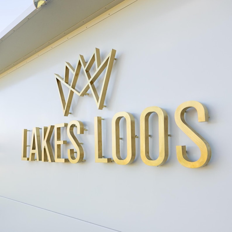 Letras de canal personalizadas de acero inoxidable: Letrero con logotipo de metal cepillado, letrero exterior, para exteriores – Fachada del edificio imagen 13