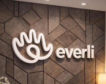 Insegna con logo in metallo, segnaletica personalizzata in acciaio inossidabile, insegna per vetrina in acciaio