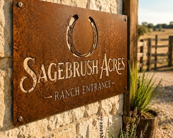 Custom Corten Steel Logo Sign, Laser Cut Metal Business Sign, Rustic Outdoor Plaque