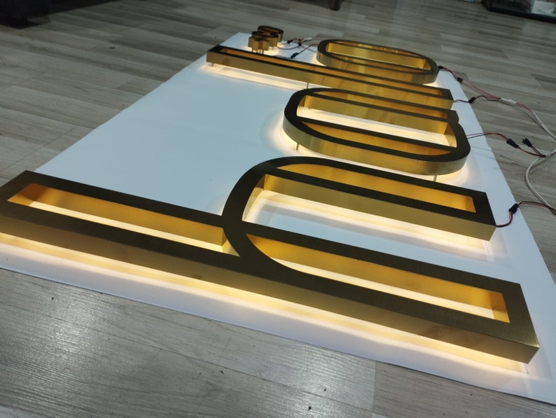Illuminated 3d metal letters, Custom logo sign, Reception sign, Stainless metal letters, Channel letters, Backlit sign, Acrylic sign image 8