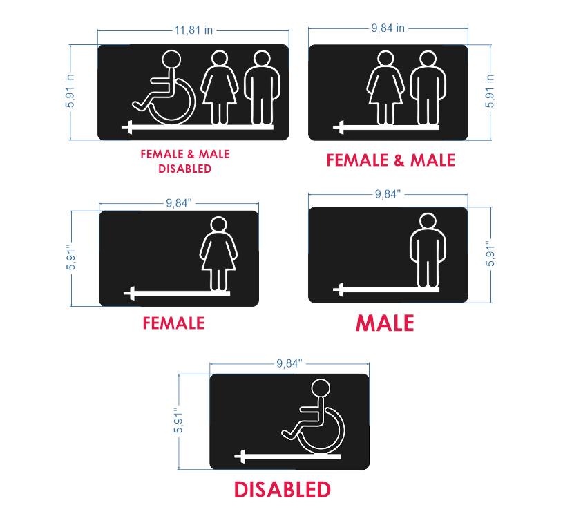 Wc Direction Sign Modern Restroom Direction Sign, Acrylic and Metal WC Wayfinding Sign ...