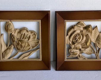 Framed Flower Wall Art Syroco Mid Century Retro Tulips Roses