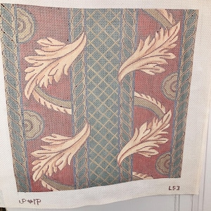 Vintage Needlepoint Canvas Pattern Unfinished Needlepoint Project Decorative Scroll & Lattice Design Needlework Supply/Tapestry Canvas