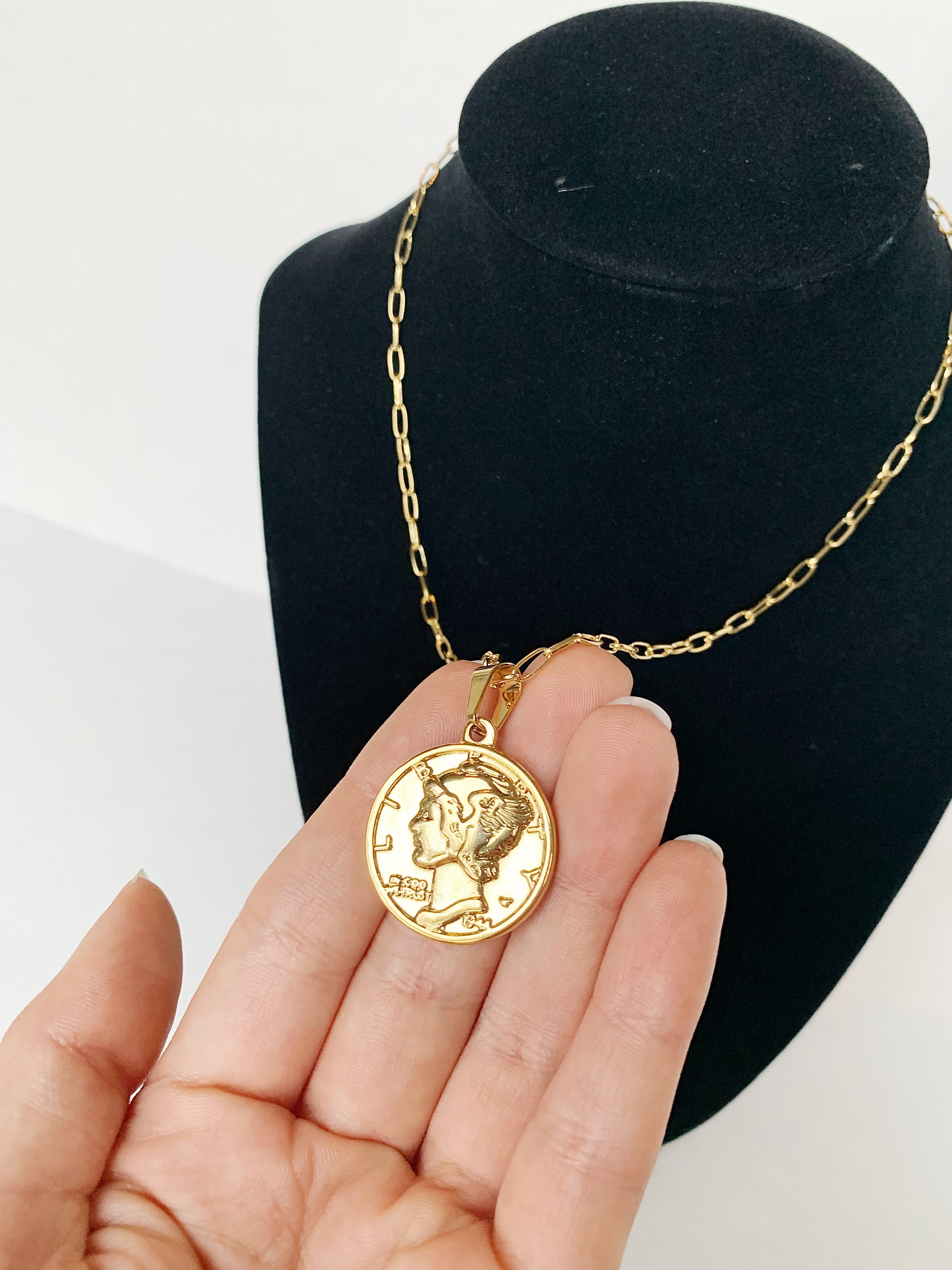 Gold Medal Necklace Layered Etsy
