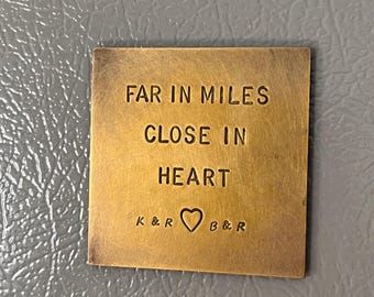 Hand Stamped Brass Magnet: Personalized gift, 6cmx6cm
