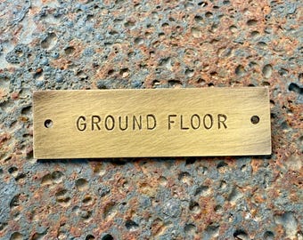 Brass Nameplate, Small Letterbox Label with holes, hand Stamped