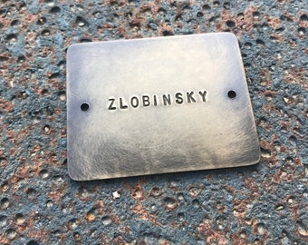 Rustic Brass Door Plaque: Dark Patina (5.5cm x 4.5cm) rounded corners, 2 holes
