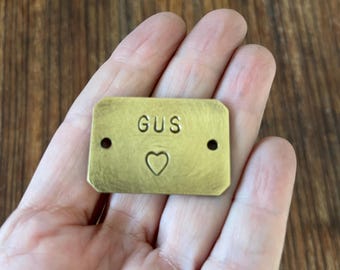 Tiny Brass Nameplate with holes, 3.5 x 2.5 cm