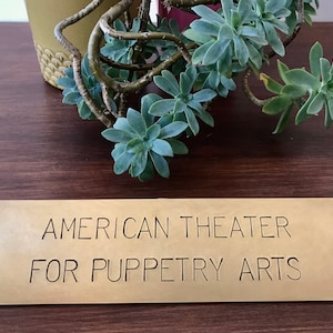 Brass Nameplate for home or office, 19x5 cm  (7.5 x 2 in) stamped in 10mm Arial font, vintage style aged sign