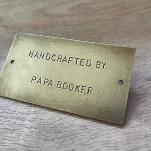 Brass Memorial Plaque, Personalized Vintage Style Metal Urn Nameplate with holes, Hand Stamped 8 x 4.5  / 3.12 x 1.8 in