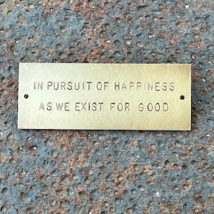 Brass Door Plaque: small personalized Aged Nameplate (9cmx3.5cm)