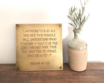 Handmade Brass Sign, Personalized Quote Plaque, Aged Metal Wall Decor