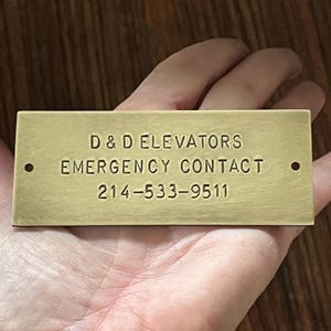 Hand Stamped Brass Nameplate, Vintage Style Urn Plaque (9x4cm)