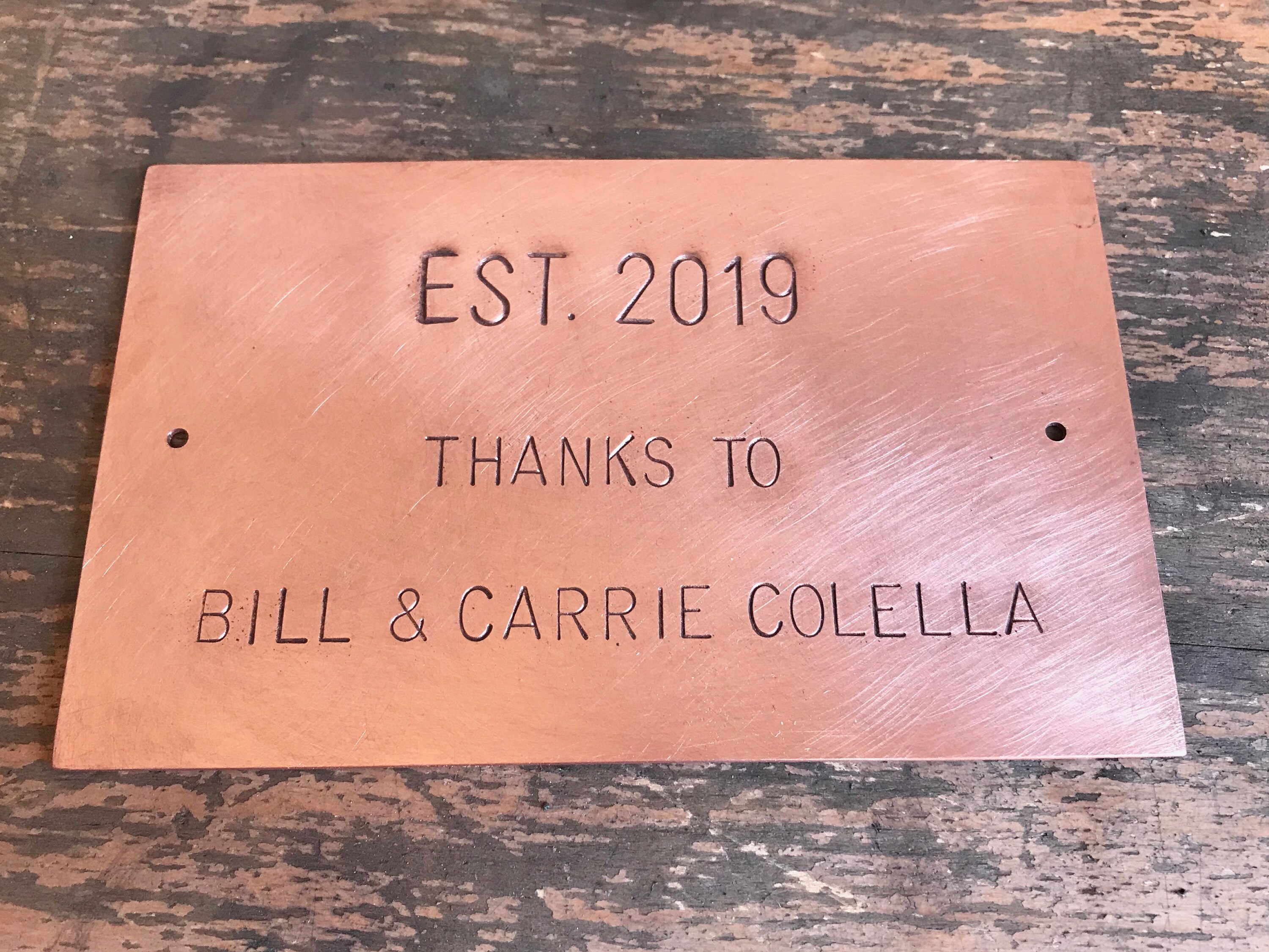 Plaque de Cuivre avec Trous Pour Le Montage, Cadeau Pendaison Crémaillère, Plaque Commémorative 5 X 