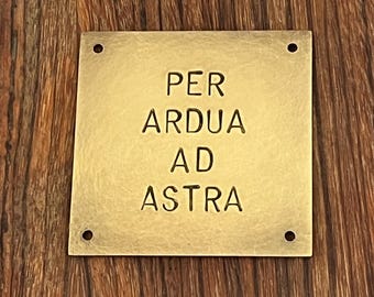 Brass Wall Decor: Hand-Stamped metal plaque 6cmx6cm, 6mm font