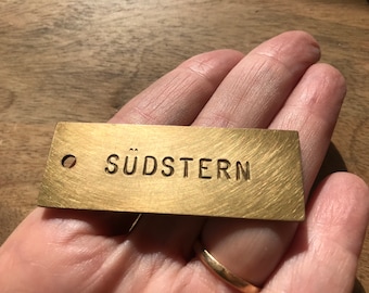 Personalized Brass Key Tag: Vintage Style, Hand Stamped