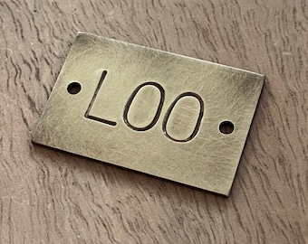 Mini Brass Door Plate: Hand Stamped, retro style (3.5x2.5cm)