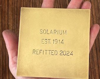 Brass House Sign: Hand Stamped Vintage aged finish (4x4 inches)