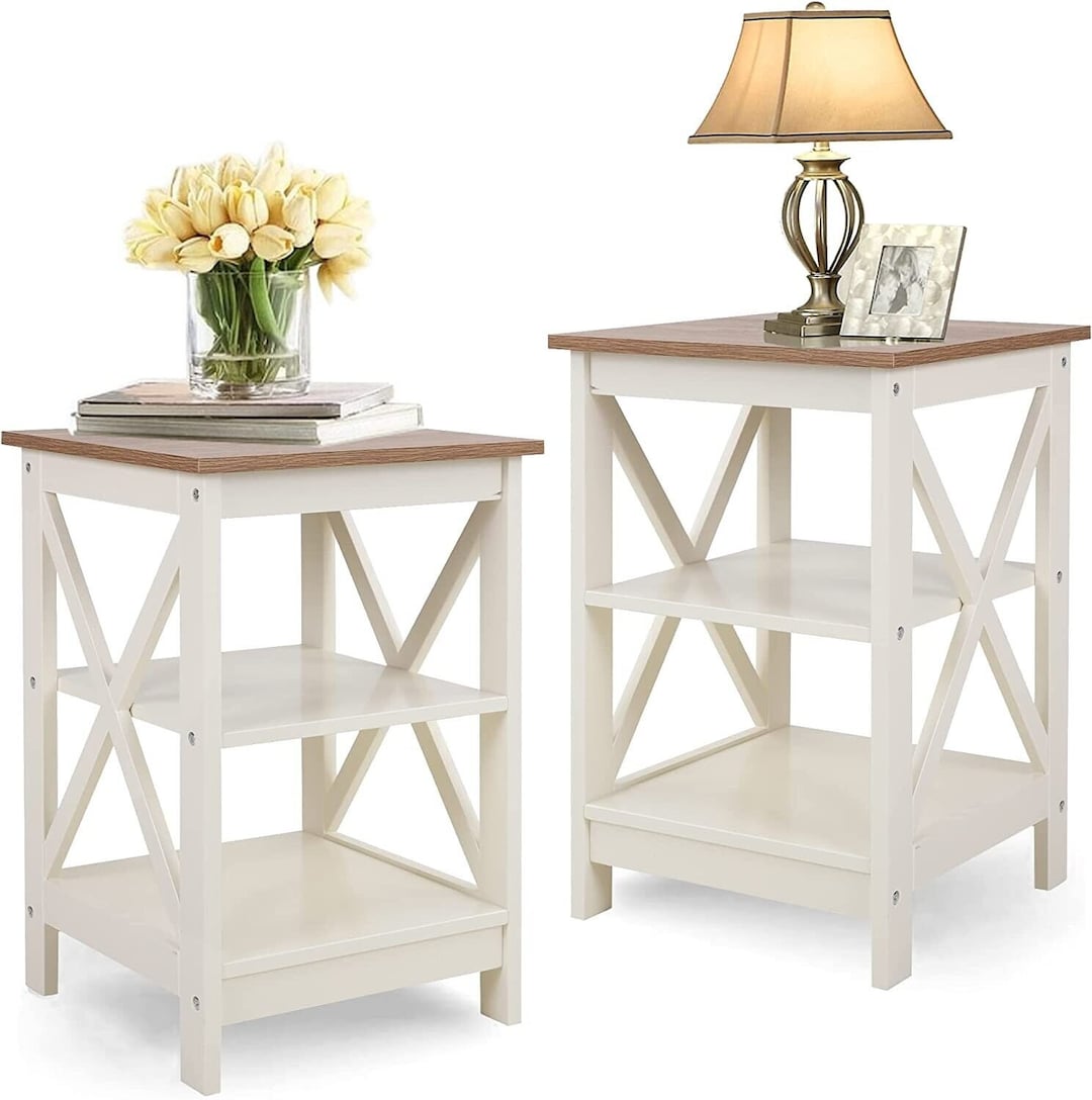Set of 2 Side Tables for Living Room & Bedroom With Storage Etsy