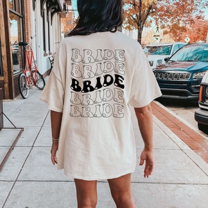 Retro Custom Bride Shirt and Sweatshirt, Custom Bridesmaid T shirt, Bridesmaid Gift Sweatshirt, Bridal Party Shirts, Bachelorette Party Gift
