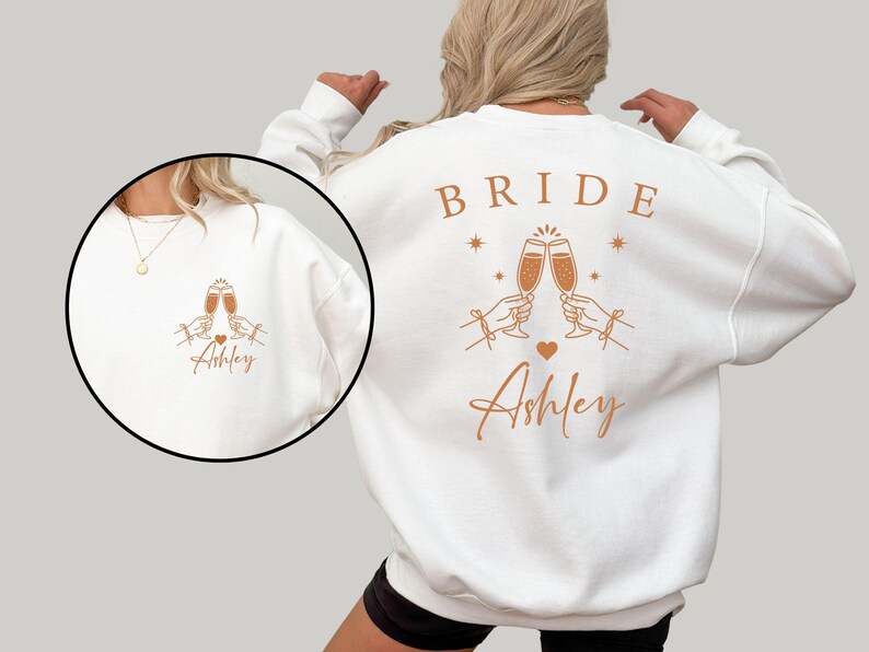 Custom Bride Bridesmaid Sweatshirt, Bachelorette Party Outfit image 9
