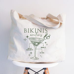 Custom Pool Bachelorette Party Tote Bag, Bikinis And Martinis Bridal Shower Bag, Beach Bachelorette Bags, Beach Bride Bag, Pool Party Bags