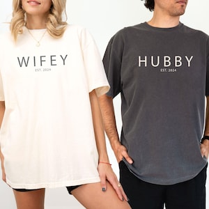 Hubby Wifey Matching Shirts, Wifey Shirt, Hubby Shirt, Married Couple Gift, Honeymoon Shirts, Anniversary Gift for Wife Him, Honeymoon Gifts