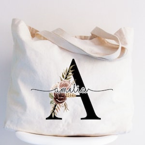 Custom Monogram Name Tote Bag, Bridesmaid Gifts Tote Bag, Bridal Party Favors Bag, Bride Tote Bag, Bachelorette Tote Bag, Wedding Tote Bag