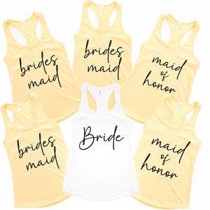 Canotte per addio al nubilato, canotta da sposa, canotta da damigella d'onore, canotte Bride Squad, canotte Bride Tribe, canotte per matrimonio estivo
