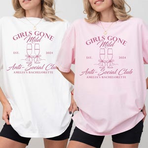 Custom Girls Gone Mild Bachelorette Shirts, Chill Bachelorette Gifts, Spa Day Bachelorette, Sleepover Bach Party Tee, Pjs and Prosecco Shirt