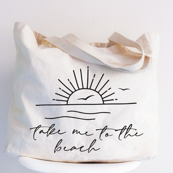 Beach Tote Bag For Honeymoon, Take Me To The Beach Tote, Jumbo Canvas Zippered Tote Bag, Beach Lover Gift, Ocean Vibes Bag, Travel Tote