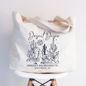 Custom Desert Disco Bachelorette Tote Bag, Mamma Mia Tote Bag, Disco Bride Bag, Dancing Queen Bridal Shower Gift, Arizona Bridesmaid Gift