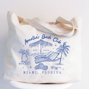 Custom Beach Bachelorette Tote Bag, Beach Bride Gift, Bride Beach Bag, Bridesmaid Beach Tote Bag, Bach Club Bachelorette Party Favor Bag