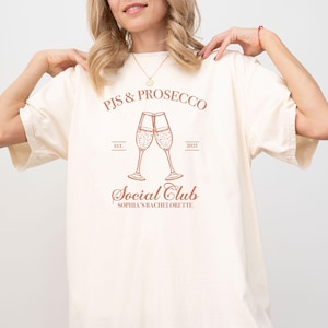 Custom Pjs And Prosecco Bachelorette Shirts, Prosecco Bridal Shower Shirts, Chill Bachelorette Gifts, Pajamas and Prosecco Party Shirt Gift